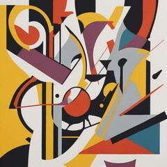 Dynamic lines and shapes converge in this bold and captivating drawing, creating a visually striking composition