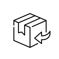 Parcel return service. Goods delivery and order refund. Pixel perfect, editable stroke icon
