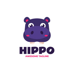 Fototapeta premium Vector Logo Illustration Hippo Flat Color Style.