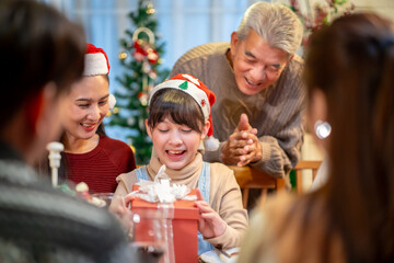 Asian family's Christmas celebration in their home