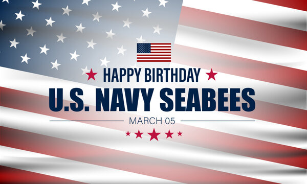 Happy  Birthday US Navy Seabees March 05 Background Vector Illustration 