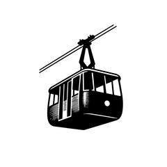 Aerial Tramway Logo Monochrome Design Style - obrazy, fototapety, plakaty