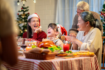 Asian family's Christmas celebration in their home