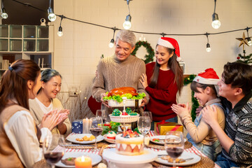 Asian family's Christmas celebration in their home