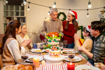Asian family's Christmas celebration in their home