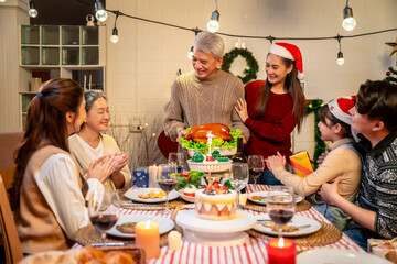 Asian family's Christmas celebration in their home