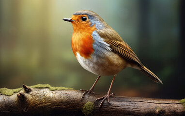 Fototapeta premium cute robin bird on natural environment
