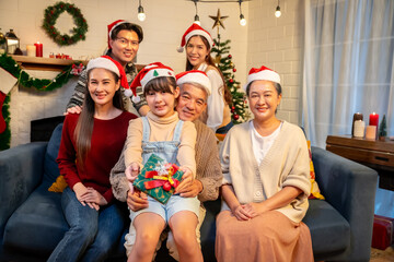 Asian family's Christmas celebration in their home