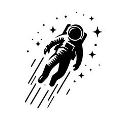 Astronaut In Space Logo Monochrome Design Style