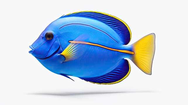 Blue tang fish isolated on a white background