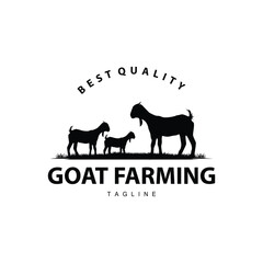 Livestock Goat Logo, Simple Farming Silhouette Design Product Brand Templet Illustration