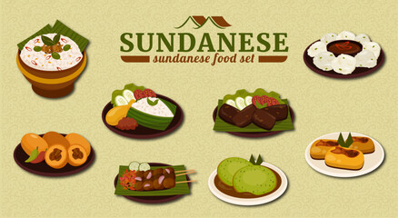 Sundanese Traditional Food Illustration Set