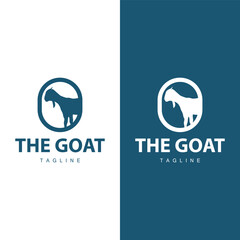 Livestock Goat Logo, Simple Farming Silhouette Design Product Brand Templet Illustration