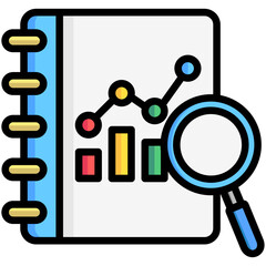 Research icon are typically used in a wide range of applications, including websites, apps, presentations, and documents related to business analytics theme.