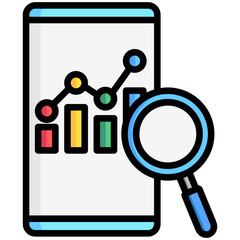 Research icon are typically used in a wide range of applications, including websites, apps, presentations, and documents related to business analytics theme.