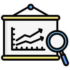 Research icon are typically used in a wide range of applications, including websites, apps, presentations, and documents related to business analytics theme.
