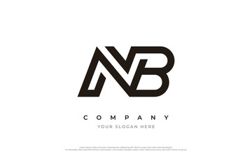 Initial Letter NB Logo or BN Monogram Logo Design Vector - obrazy, fototapety, plakaty