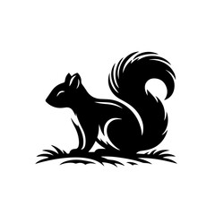 Squirrel Logo Monochrome Design Style - obrazy, fototapety, plakaty