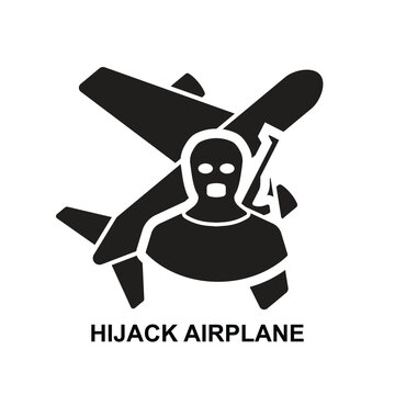 Hijack air plane icon. Hijacker terrorist plane isolated on background vector illustration.