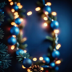 Obraz na płótnie Canvas Christmas lights in a blue and blurred background