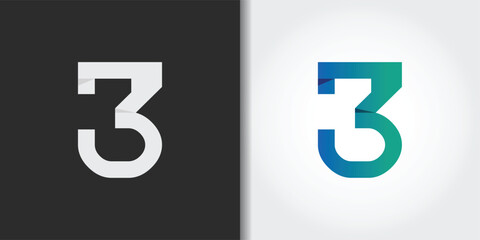 modern number 3 logo set