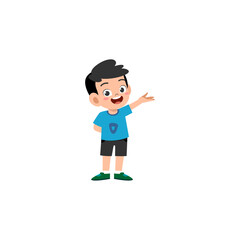 child's pose pointing in blue shirt vector digital image