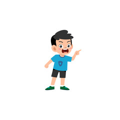 angry child pose in blue shirt vector digital image