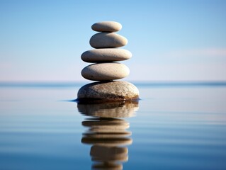 a stack of rocks in water