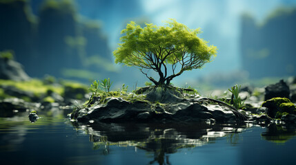 Obraz na płótnie Canvas tree in water HD 8K wallpaper Stock Photographic Image 