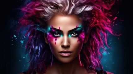 Obraz na płótnie Canvas a woman with colorful hair