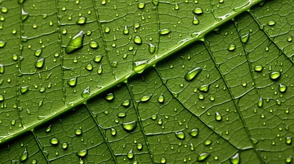 Foto op Plexiglas a close up of a leaf with water droplets © sam