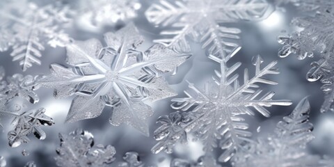a group of snowflakes on a surface
