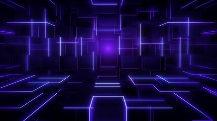Abstract square technology dark blue purple gradient background with digital geometric shape and line. Abstract technology futuristic glowing blue and purple light lines with speed motion blur effect.