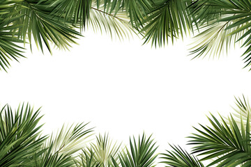 Fototapeta na wymiar border of coconut palm foliage isolated white background