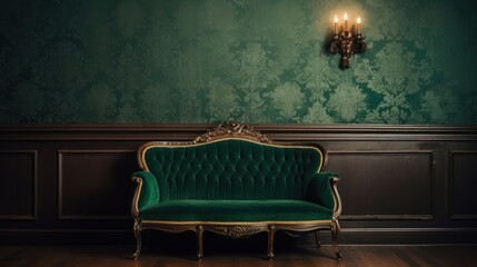 a green couch in a room