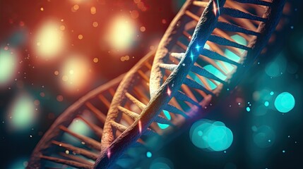 Abstract DNA Molecule on Futuristic Background