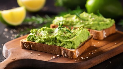 a toast with mashed avocado on it