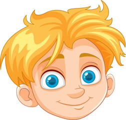 Smiling Boy with Yellow Hair and Blue Eyes