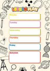 Weekly Lesson Plan Template for Monday to Friday