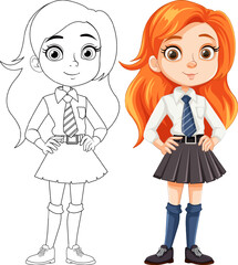 Smiling Teen Girl with Beautiful Orange Long Hair