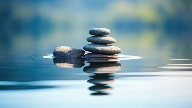a stack of rocks in water