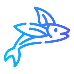 flying fish Line Gradient Icon