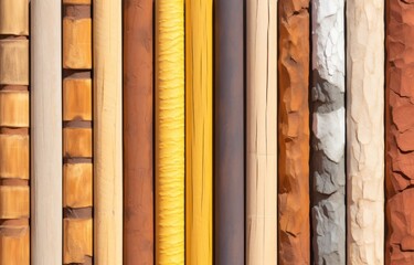 a group of different colored wood
