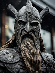 a statue of a man wearing a helmet and armor