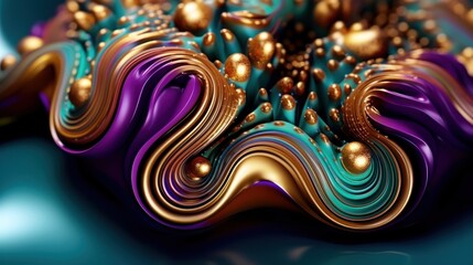 a colorful liquid with gold and purple colors