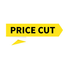 Price Cut In Yellow Rectangle Right Ribbon Shape For Promotion Business Marketing

