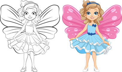 Fairy Princess Cartoon Character in Party Dress
