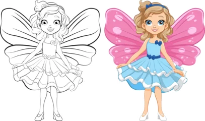 Crédence de cuisine en verre imprimé Enfants Fairy Princess Cartoon Character in Party Dress
