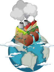 Global Warming Crisis: Earth's Iconic Cartoon Pollution