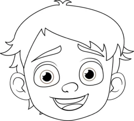 Papier Peint photo Enfants Smiling Cartoon Boy with Doodle Outline